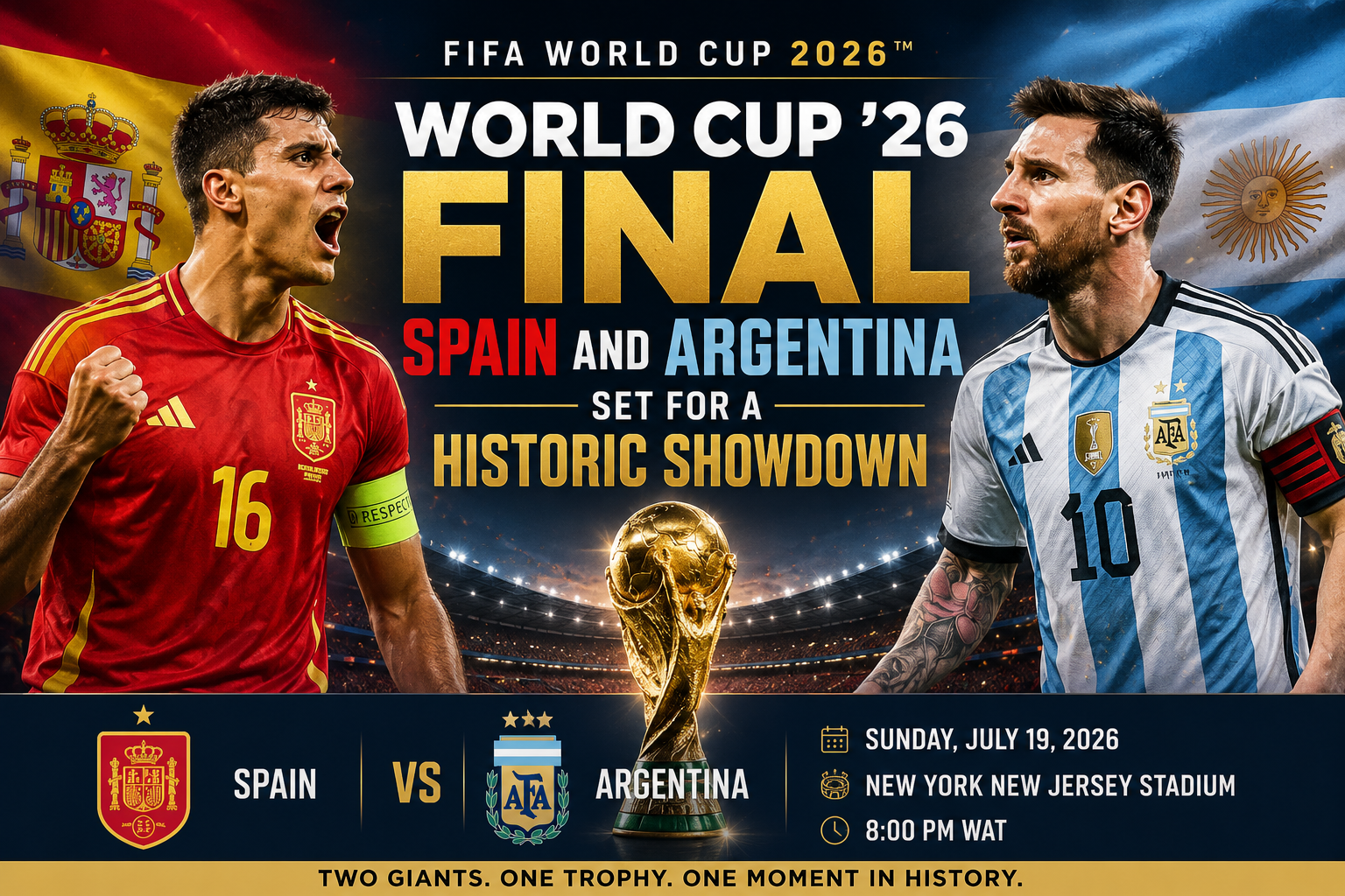 You are currently viewing World Cup ’26 Final: Spain and Argentina set for a historic showdown